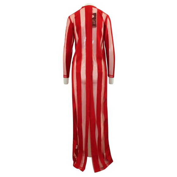 Sheer Red Striped Dress - Picture 2 of 9